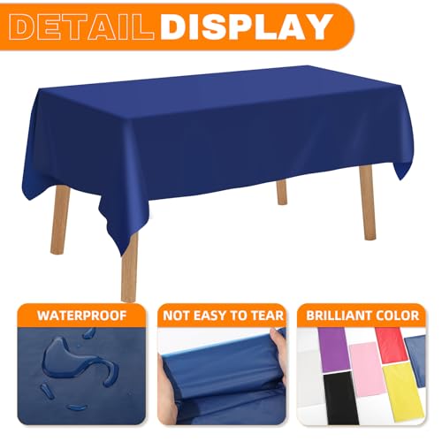 RowinsyDD 50 Pack Blue Plastic Tablecloth, Plastic Table Cloths Disposable - color: Blue