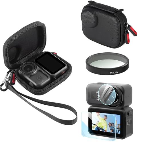 Coyktonty Mini Carrying Case Set for DJI Osmo Nano Camera,Carrying Case,Carabiner Clip,Lanyard,Tempered Glass Protector Film,UV Filter,Scratch protection Drop protection Full protection