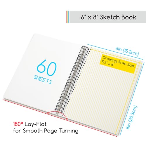 MEEDEN 6"x8" Sketchbook Paper Pad: 122lb/180gsm, 60 Sheets Heavy Weight - size: 6"x8"