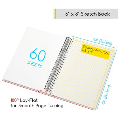 MEEDEN 6"x8" Sketchbook Paper Pad: 122lb/180gsm, 60 Sheets Heavy Weight - size: 6"x8"