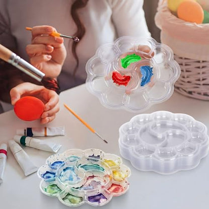 100 Pcs Large Clear Paint Tray Palette, Plum Blossom 13 Square - style: Plum Blossom 13 Square