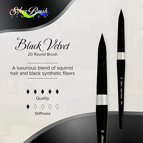 Silver Brush Limited Black Velvet Round Watercolor Paintbrush, Size 20 - size: 20