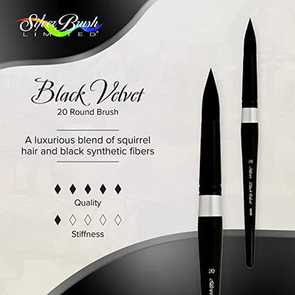 Silver Brush Limited Black Velvet Round Watercolor Paintbrush, Size 20 - size: 20