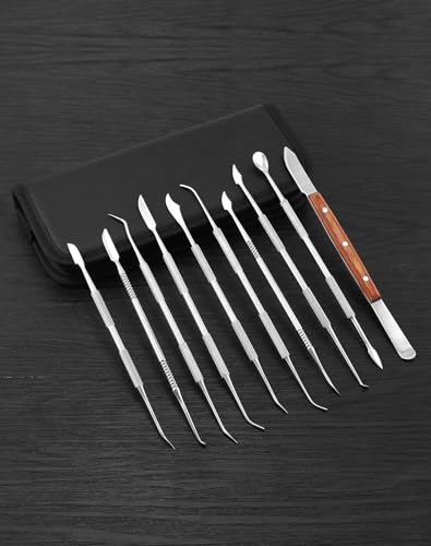 QWORK Wax Carving Tools,10 PCS Wax Carving & Modeling Tool Set, Double Ended DIY Waxing Modeling Kits, Clay Sculpting Pottery Sculpture Tools