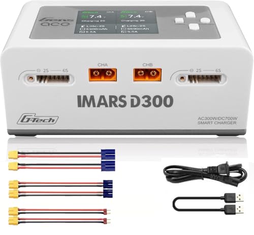 IMARS D300 Balance Charger, Gens Ace Dual Channel for RC 1~6S.White