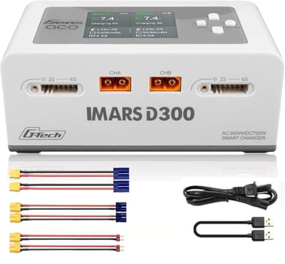 IMARS D300 Balance Charger, Gens Ace Dual Channel for RC 1~6S.White