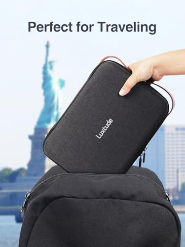 Luxtude Hard EVA Case with Foam, Hard EVA Shockproof Camera Organizer Case - color: Black, size: Large