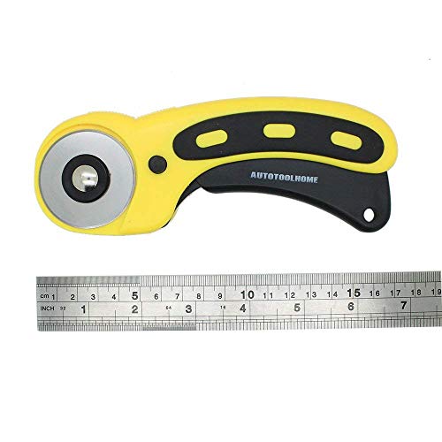 AUTOTOOLHOME 45mm Rotary Cutter for Fabric w/10 Pack Pinking Rotary Blades