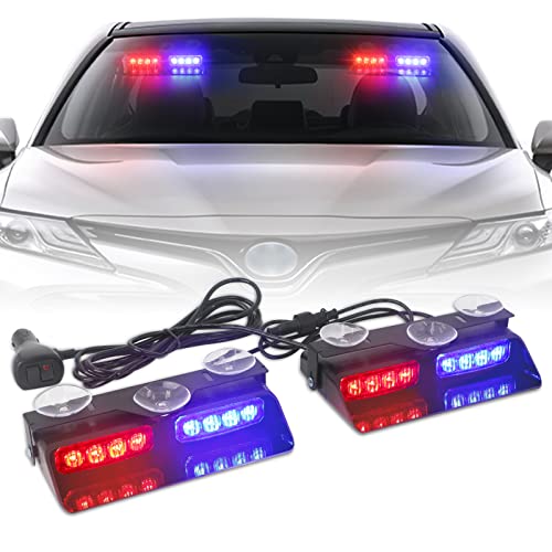 XRIDONSEN 2 in1 Dash Strobe Lights Interior Windshield Lights - color: Red/Blue