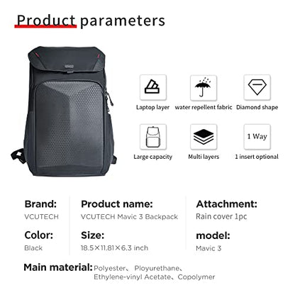 VCUTECH Mavic 3 Drone Water Resistant Backpack Compatible with DJI Mavic 3, Mavic 3 Fly More Combo, Mavic 3 Cine, Mavic 3 Accessories (Backpack) - style: Backpack