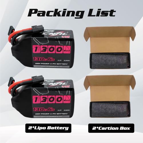 CNHL 1300mAh 6S Lipo Battery 22.2V 130C with XT60 Plug (2 Packs)