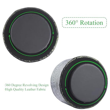 lizimandu Round Leather Art Supply Organizer,Remote Control Holder,360 Degree Spinning,Multi-Functional Pencil Holder,4 Compartments Desktop Stationary Organizer(1-Carved Metal Green2) - color: 1-Carved Metal Green2