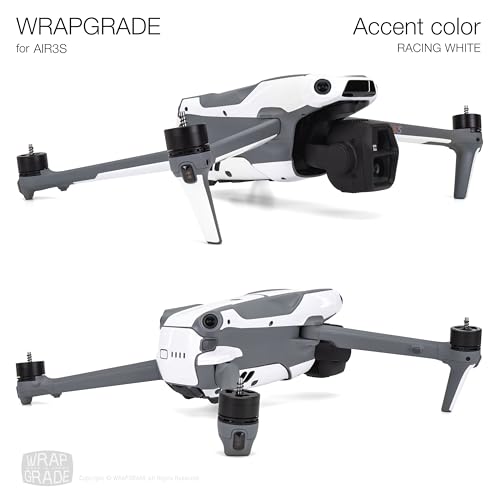 WRAPGRADE Skin Decal Sticker Accent Color Compatible with DJI Air 3S (Racing White) - color: Racing White