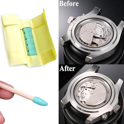 Watch Cleaning Putty Kit with Watchmaking Cleaning Putty Watch Cleaner Clay, Willow Sticks and 18CM Cleaning Cloth, for Wristwatch Wheel Pivot and Repair Tool - size: 13 in 1