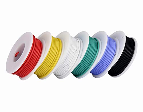 TUOFENG 26awg Flexible Silicone Wire, 26 Gauge Tinned Copper - size: 26 AWG Stranded 6 Colors 33 ft