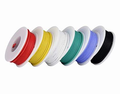 TUOFENG 26awg Flexible Silicone Wire, 26 Gauge Tinned Copper - size: 26 AWG Stranded 6 Colors 33 ft