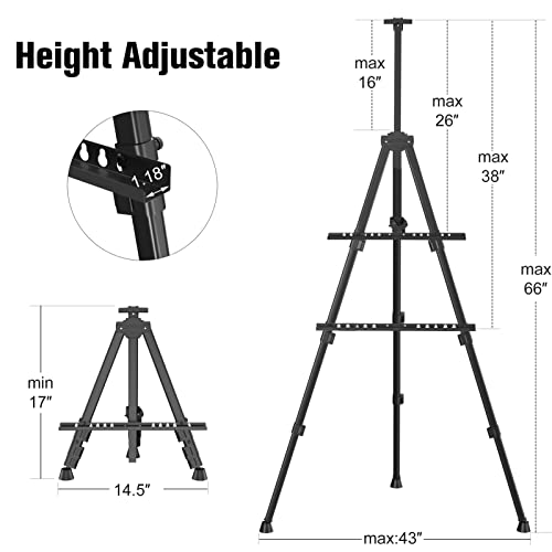 Art Painting Display Easel Stand - Portable Adjustable Floor Artist Easel - style: Black - 1pack