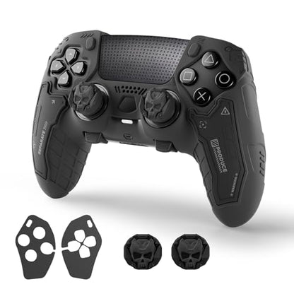 GesTac Tactical Skin Set for PS5 Edge Controller, Anti-Slip Silicone Protective Cover Skin Case Compatible with PS5 Edge Wireless Controller with 2 Thumb Grip Caps - Ghost Gray - color: Ghost Gray