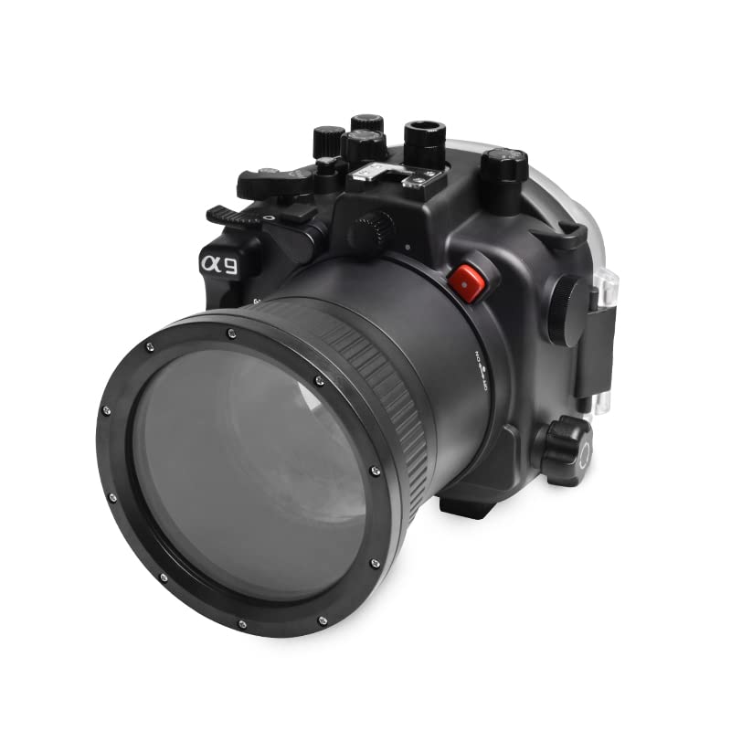 Seafrog 40m/130ft Professional Waterproof Diving Housing Case with Standard Flat Port,for Sony A9 （90mm） Lens