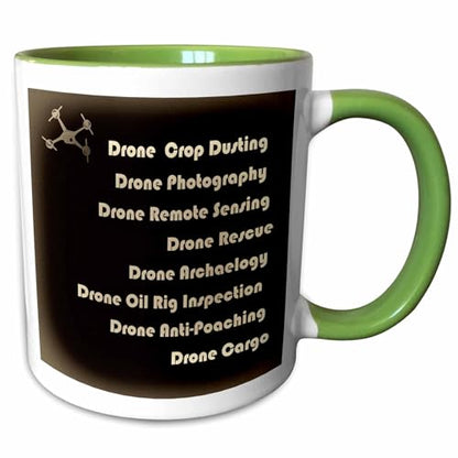3dRose Antique Drone with DIY Accelerometer Gyroscope Brushless Motor GPS 15oz Two-Tone Green Mug