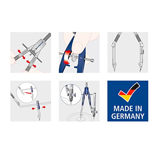 STAEDTLER Mars Comfort Metal 6" Compass Set with Case, Adaptor & Lead - style: 3 Piece Professional Set