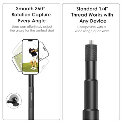 Golf Monopod Stick, Record Golf Swing with Magnetic Phone Holder - color: BT Control