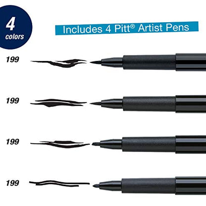 Faber-Castell Black Modern Lettering Pitt Artist Pen Set, 4 Count - style: Black Lettering