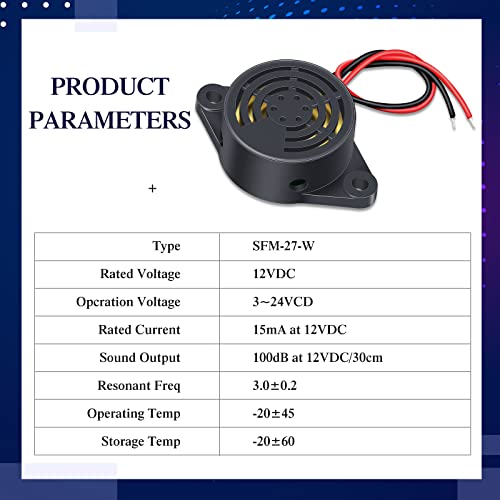 Geiserailie DC 3-24V 95 dB Electronic Buzzer Active Piezo Buzzer Alarm Sounder Continuous Sound Beep, Black(36 Pcs)