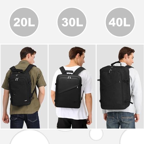 Kono Travel Backpack Airline Approved Overhead Bin Personal Item Bag - color: Black, size: Medium