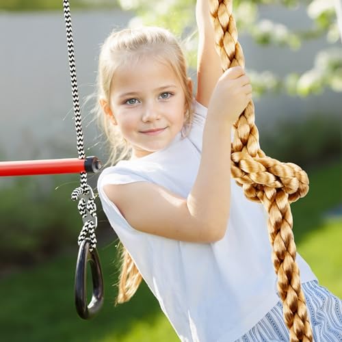 Brown Climbing Rope for Kids, 8.2FT Long with 4 Knotted Steps - color: Coffee