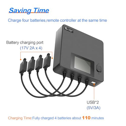 Hanatora LCD Charger with Storage Charge for DJI Air 3 Battery,Fast Multi Simultaneous Charging Hub Accessories