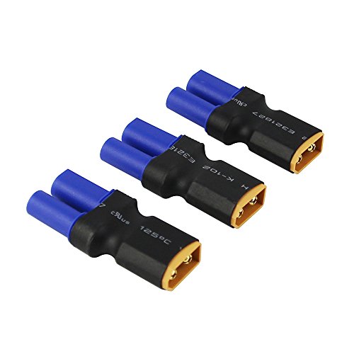 3pcs Male XT60 to Female EC5 Connector Adapter for RC LiPo (Pack of 3)