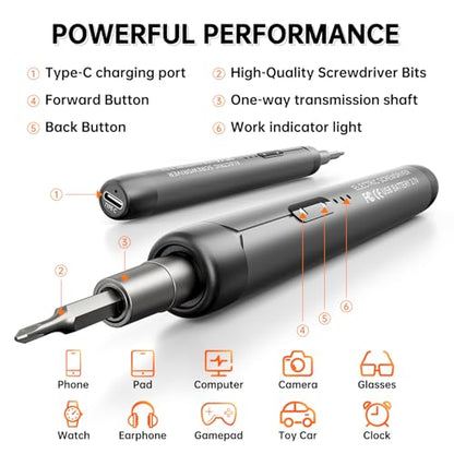 ANVANNA 88-IN-1 Mini Electric Screwdriver Set is a comprehensive electric precision tool kit designed for electronics repair and DIY projects. - style: Pro Grey