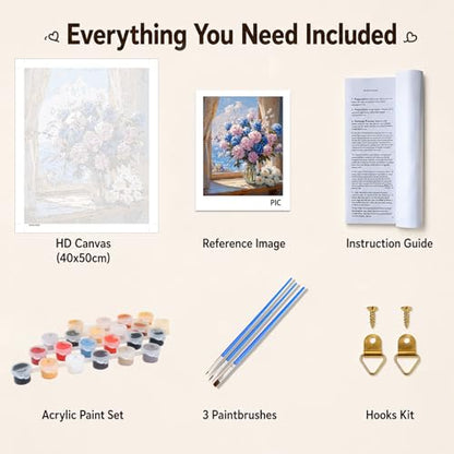 AUKELHJ Paint by Numbers Kit for Adults Beginner, Vase Flowers, 16X20 Inch - color: 17-Flowers