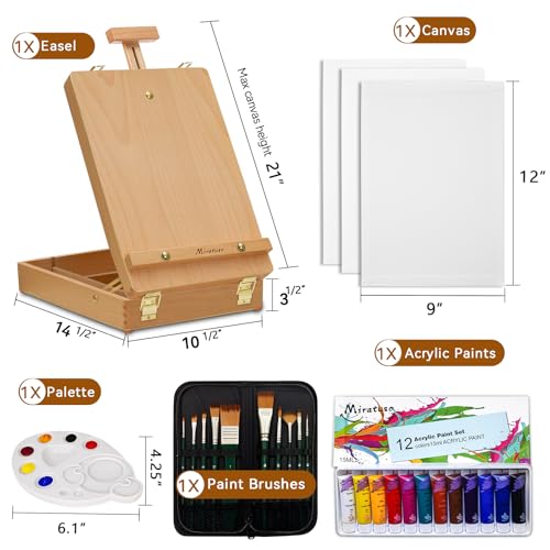 Art Supplies 27 Pcs Art Set with Portable Adjustable Tabletop Easel - style: Sketchbox Set