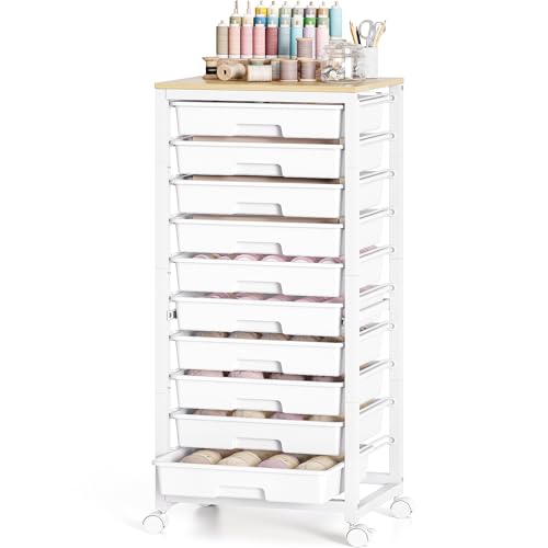 SYKIARIOL Rolling Cart with 10 Drawers,White - color: White, size: 10 Drawers