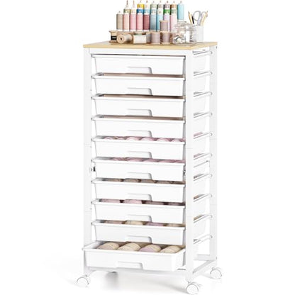 SYKIARIOL Rolling Cart with 10 Drawers,White - color: White, size: 10 Drawers