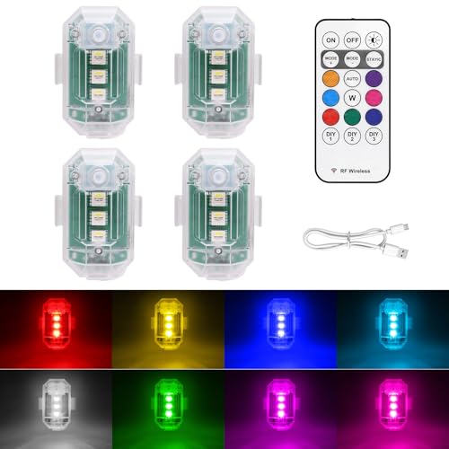 4PCS USB Rechargeable Wireless LED Strobe Lights for Car Drone Bike