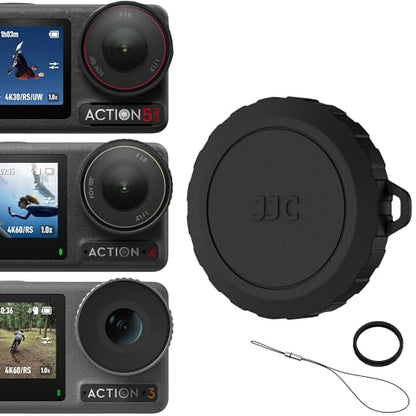 JJC Rubber Lens Cap for DJI Osmo Action 5 Pro 4 3,with Lens Ring & String - color: Silicone Lens Cap