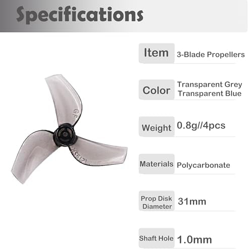 Gemfan 1219s 3-blade Propeller 1.0mm Shaft FPV Tinywhoop Micro Drone 0702