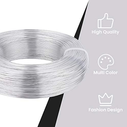 BENECREAT 1492 Feet 22 Gauge Silver Aluminum Wire Bendable Metal Sculpting Wire for Beading Jewelry Making Art and Craft Project