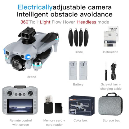 AE5 Pro RC Drones, Foldable Quadcopter with Electric Adjustable Camera, WiFi FPV Live Video, 360° Stunt Roll, Stable Hover for Outdoor Shooting(2 Batteries)