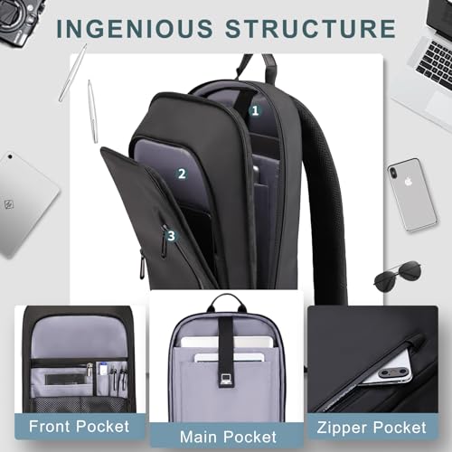 hk Backpack for Men Business Slim Laptop Bag - color: Black, size: 17.3 Inch