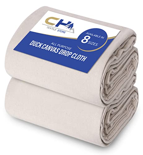 Canvas Painters Drop Cloth (Size 9 x 12 Feet - Pack of 2) - Pure Cotton Paint Drop Cloth for Painting, Curtains, Furniture & Floor Protection - All Purpose Thick Canvas tarp with Double Stitched Edges - size: 9' x 12' - Pack of 2