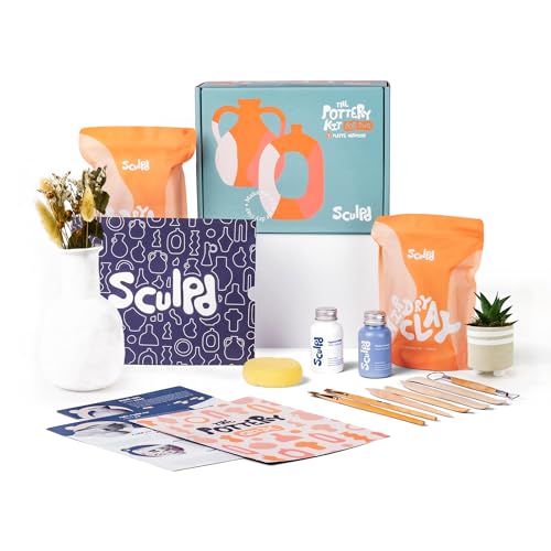 Sculpd Pottery Kit for Adults, Air Dry Clay with Tools, Gloss Glaze - style: Gloss Varnish