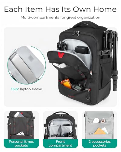 BAGSMART Camera Bag for DSLRs Professional Large Camera Backpacks - color: Grey