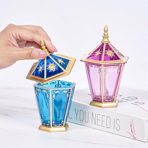 Jar Resin Molds, Retro Hexagonal Jar Silicone Mold with Lid for Epoxy Resin