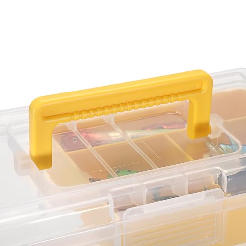 JUXYES Clear Art Craft Supply Storage Bin Sewing Box With Handle Lid - color: Yellow, size: 1 Pack