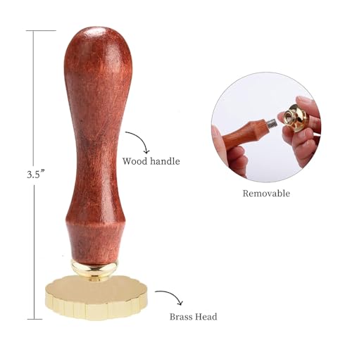 6pcs Frame Wax Seal Stamp Kit Brass Wax Seal Head with 6pcs Removable Wood Handle Vintage Photo Frame Stamp Design for Wedding Invitations Sealing Letters Envelopes Diplomas Scrapbooking-Kit 2 - style: Kit 2