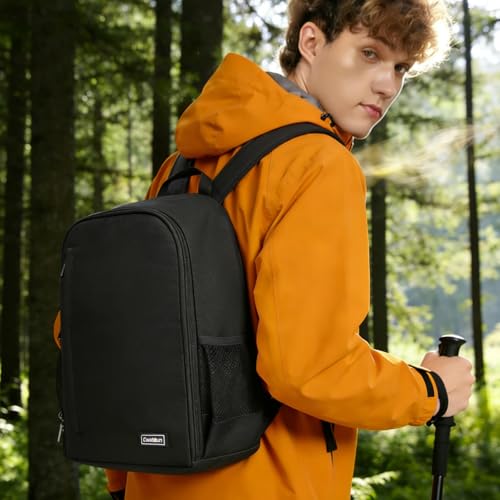 Cwatcun Camera Backpack Bag Lightweight with Tripod holder/Water-resistant - color: Black, size: 2.0 Small